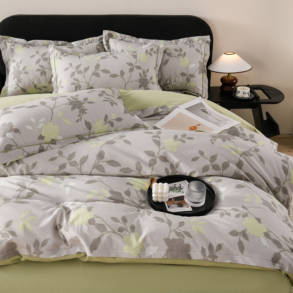 91家纺网 家纺一手货源 找家纺 金昱纺 2025新款法式加厚全棉纯棉磨毛四件套 贝加尔-咖