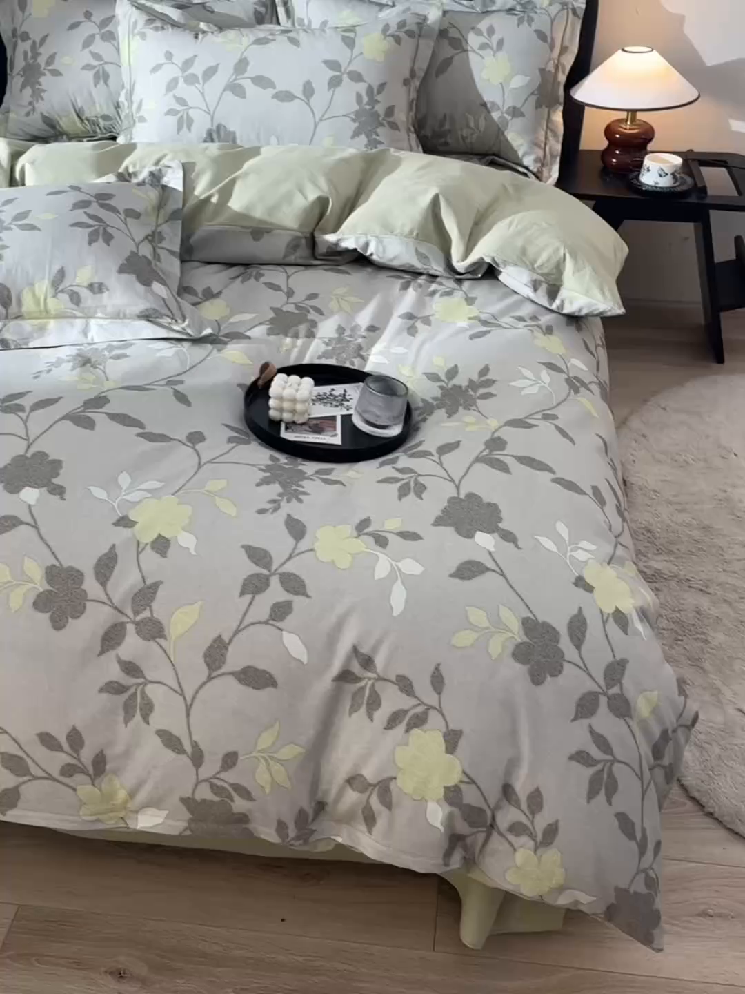 91家纺网 家纺一手货源 找家纺 金昱纺 2025新款法式加厚全棉纯棉磨毛四件套 贝加尔-咖