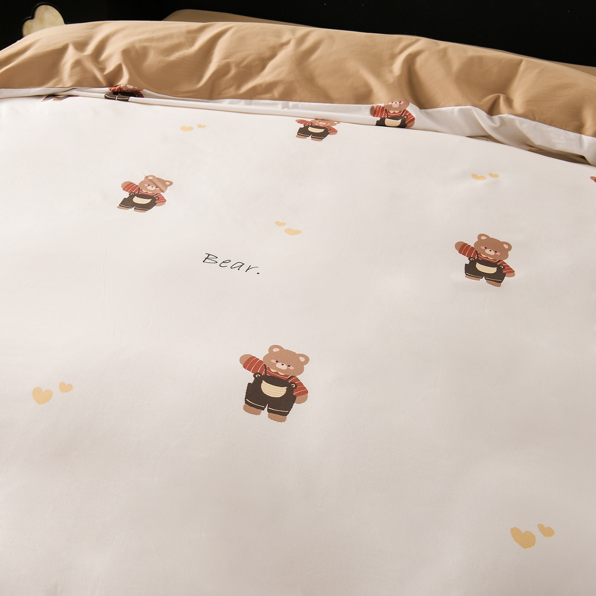 91家纺网 家纺一手货源 找家纺 金昱纺 2025新款法式加厚全棉纯棉磨毛四件套 口袋熊