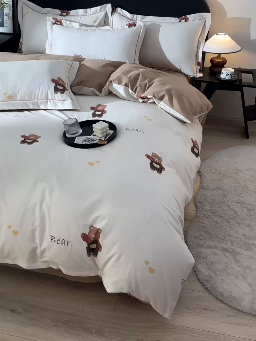 91家纺网 家纺一手货源 找家纺 金昱纺 2025新款法式加厚全棉纯棉磨毛四件套 口袋熊