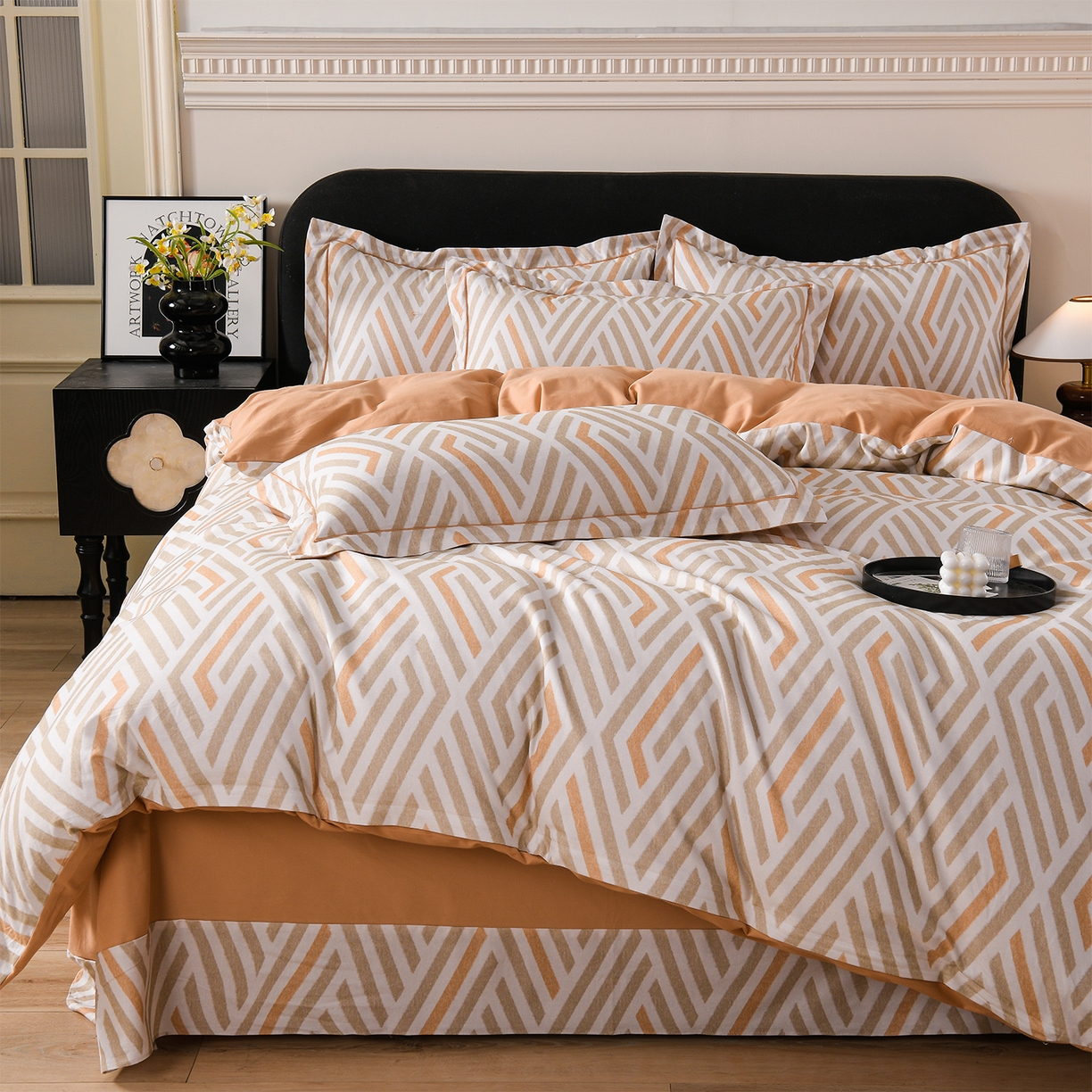 91家纺网 家纺一手货源 找家纺 金昱纺 2025新款法式加厚全棉纯棉磨毛四件套 嫚妮-绿