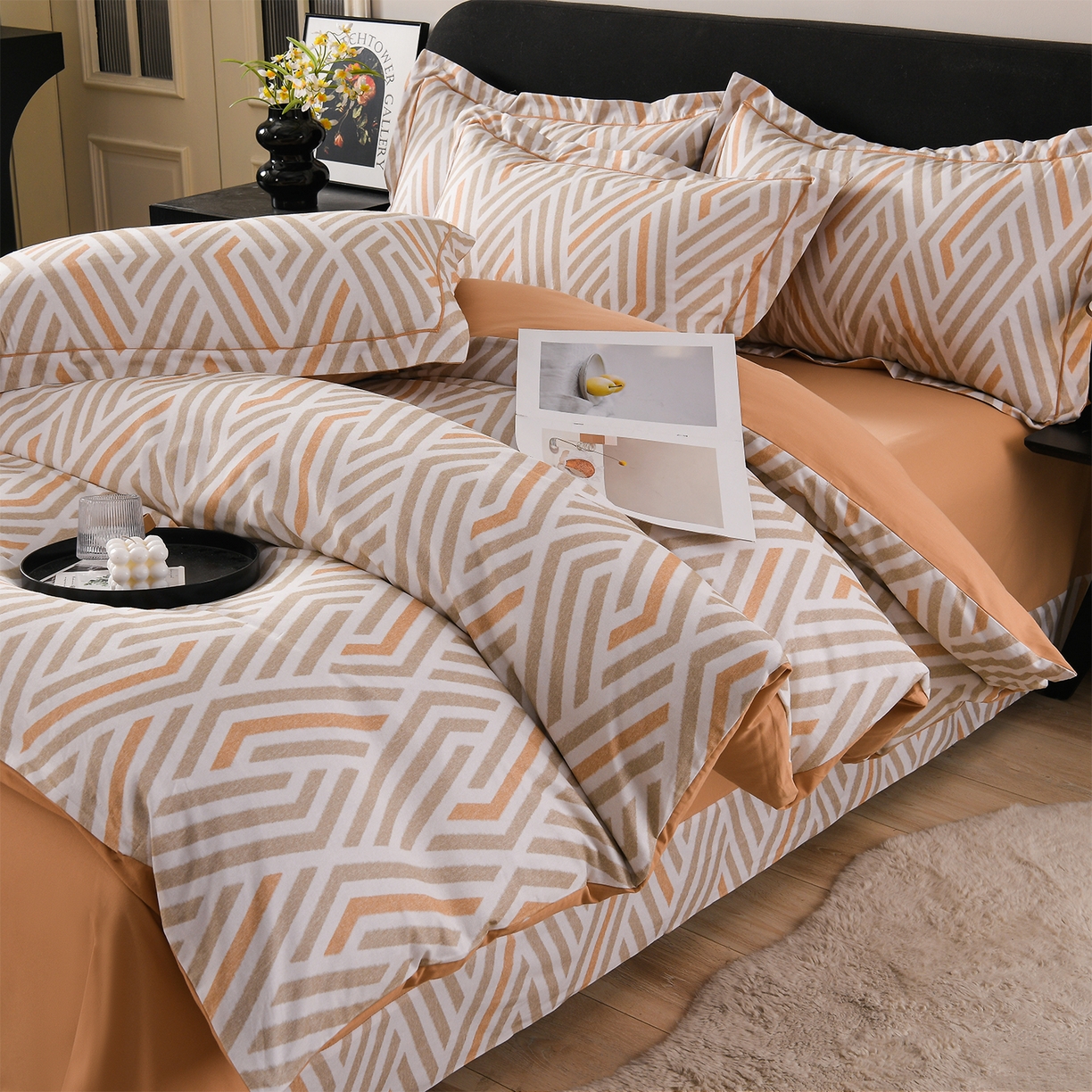 91家纺网 家纺一手货源 找家纺 金昱纺 2025新款法式加厚全棉纯棉磨毛四件套 嫚妮-绿