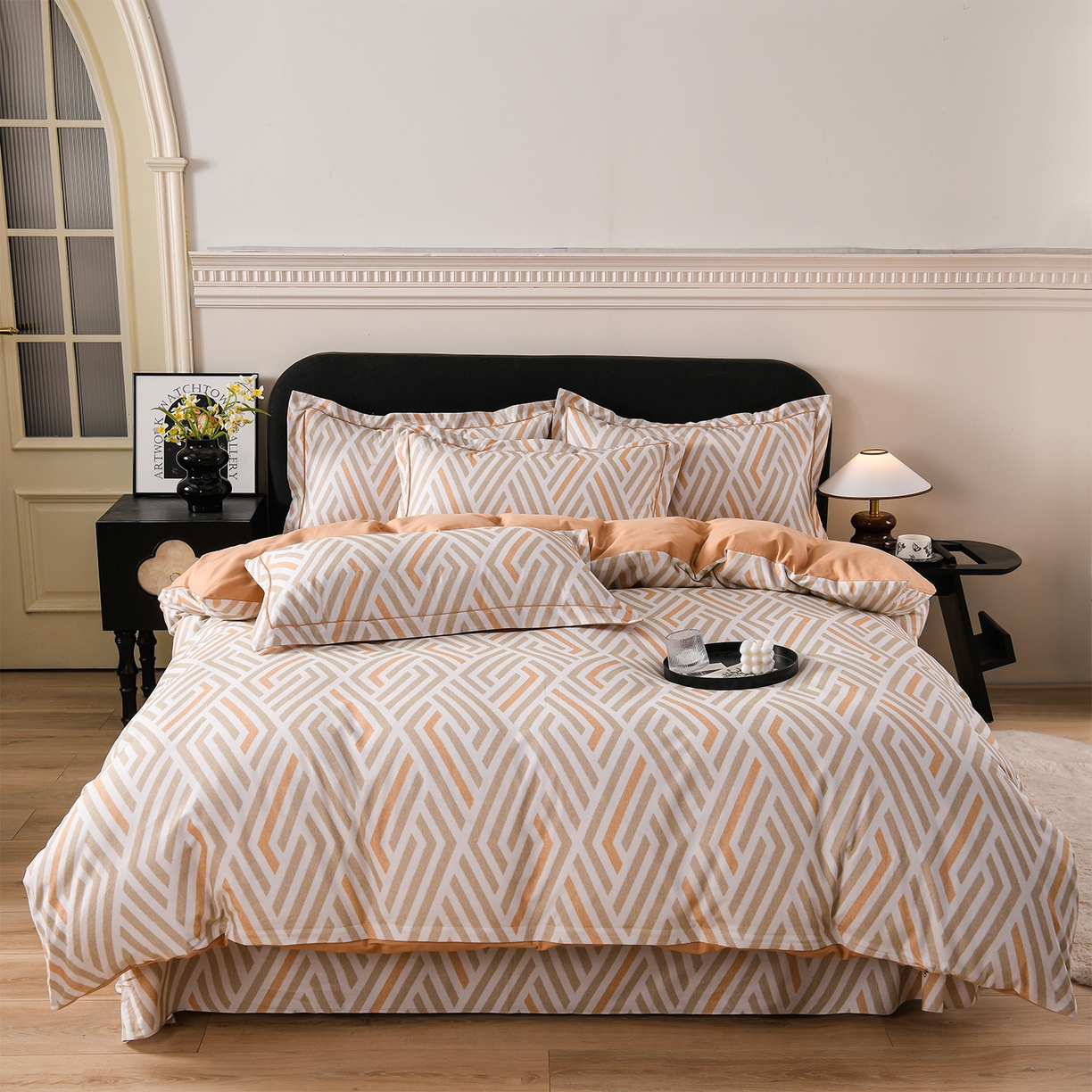 91家纺网 家纺一手货源 找家纺 金昱纺 2025新款法式加厚全棉纯棉磨毛四件套 嫚妮-绿