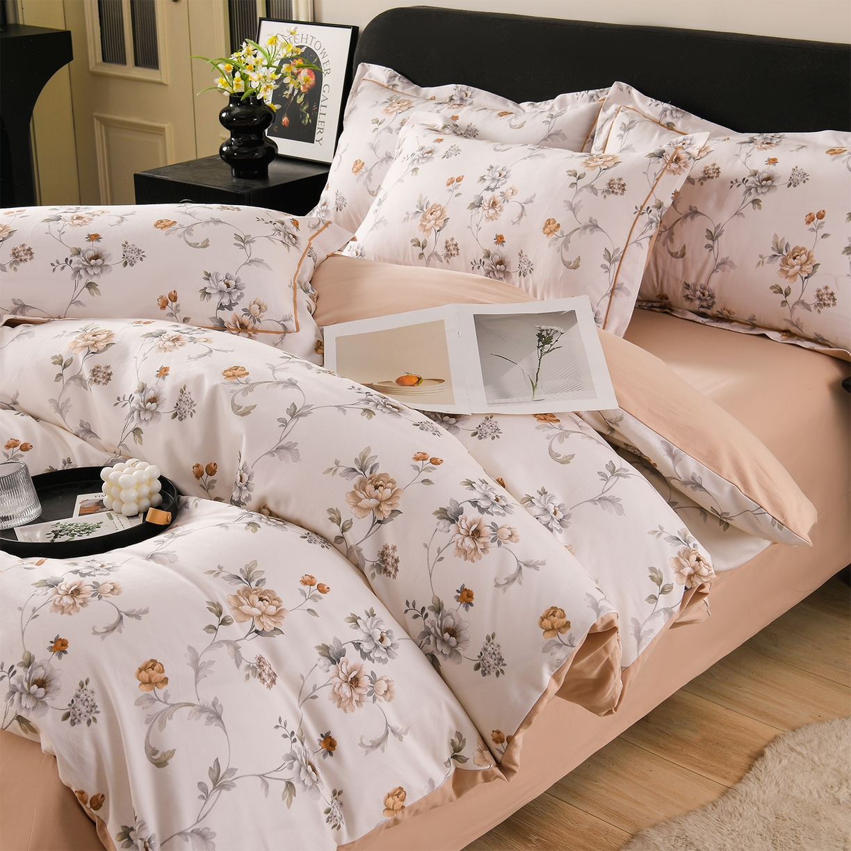 91家纺网 家纺一手货源 找家纺 金昱纺 2025新款法式加厚全棉纯棉磨毛四件套 美罗拉-米