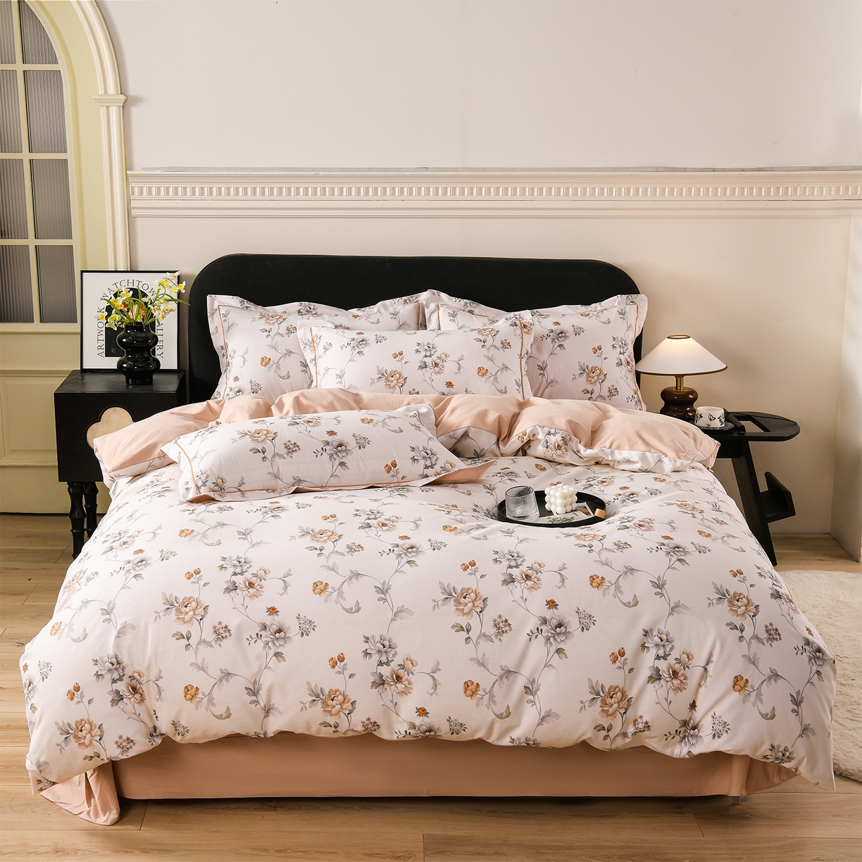 91家纺网 家纺一手货源 找家纺 金昱纺 2025新款法式加厚全棉纯棉磨毛四件套 美罗拉-米