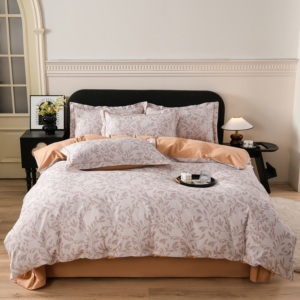 91家纺网 家纺一手货源 找家纺 金昱纺 2025新款法式加厚全棉纯棉磨毛四件套 美娜-咖