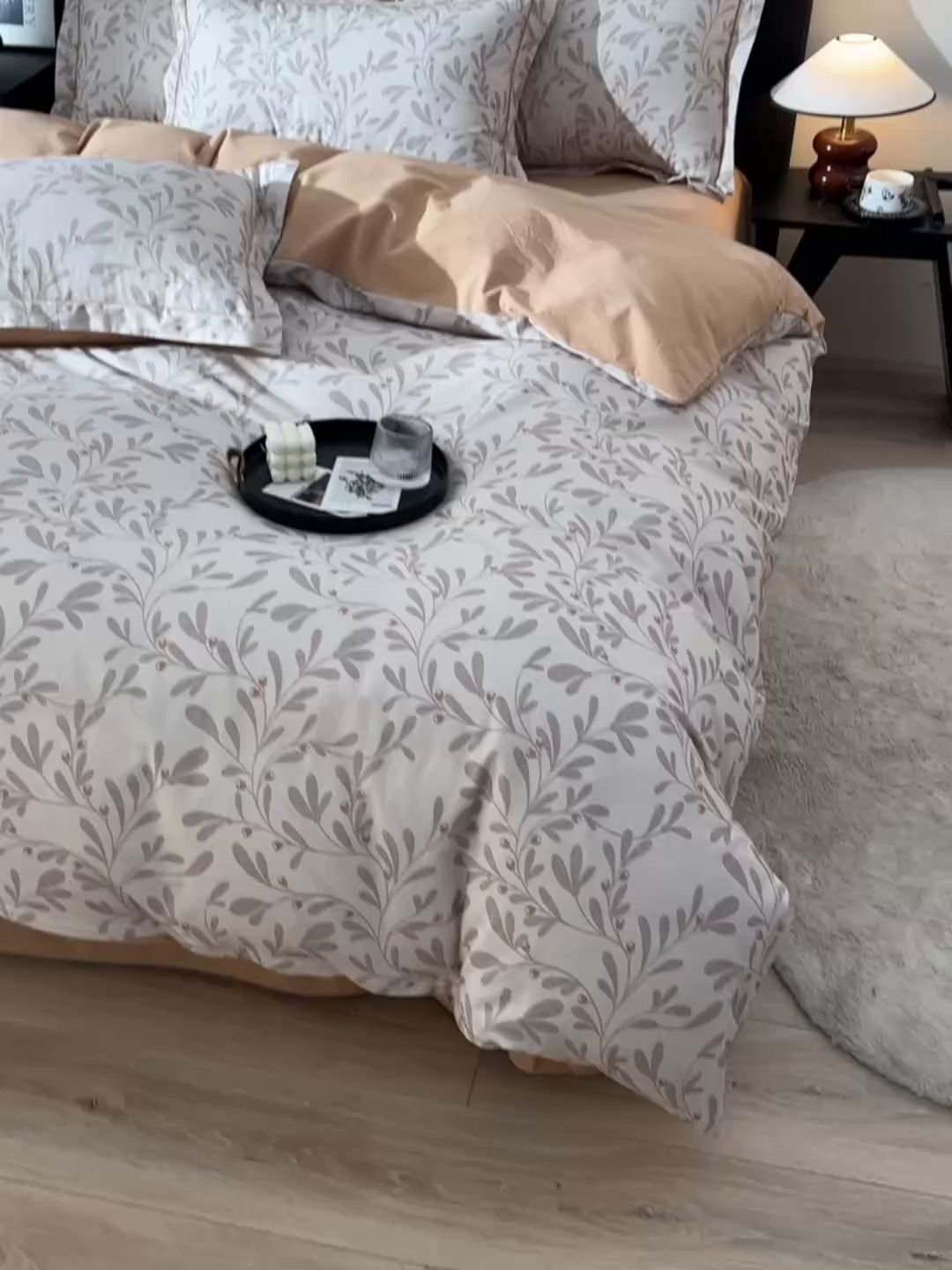 91家纺网 家纺一手货源 找家纺 金昱纺 2025新款法式加厚全棉纯棉磨毛四件套 美娜-咖