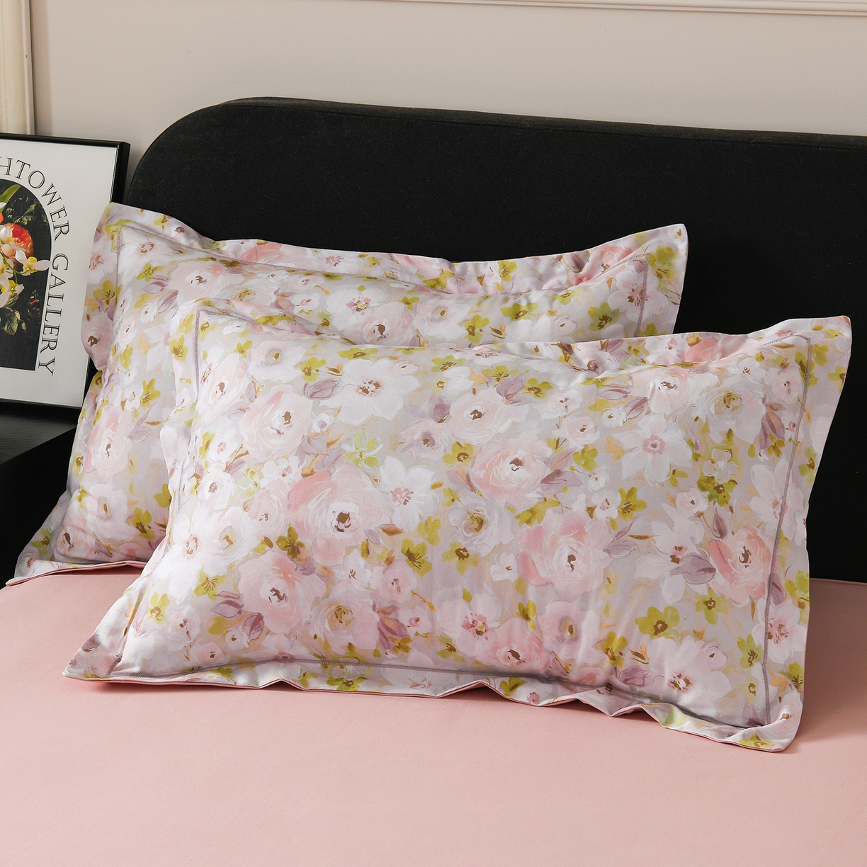 91家纺网 家纺一手货源 找家纺 金昱纺 2025新款法式加厚全棉纯棉磨毛四件套 木槿花庭-粉