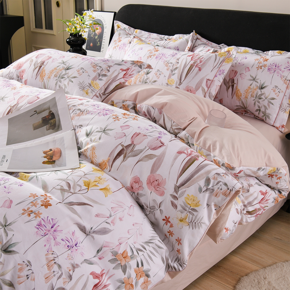 金昱纺 2025新款法式加厚全棉纯棉磨毛四件套 凝香玉露-粉