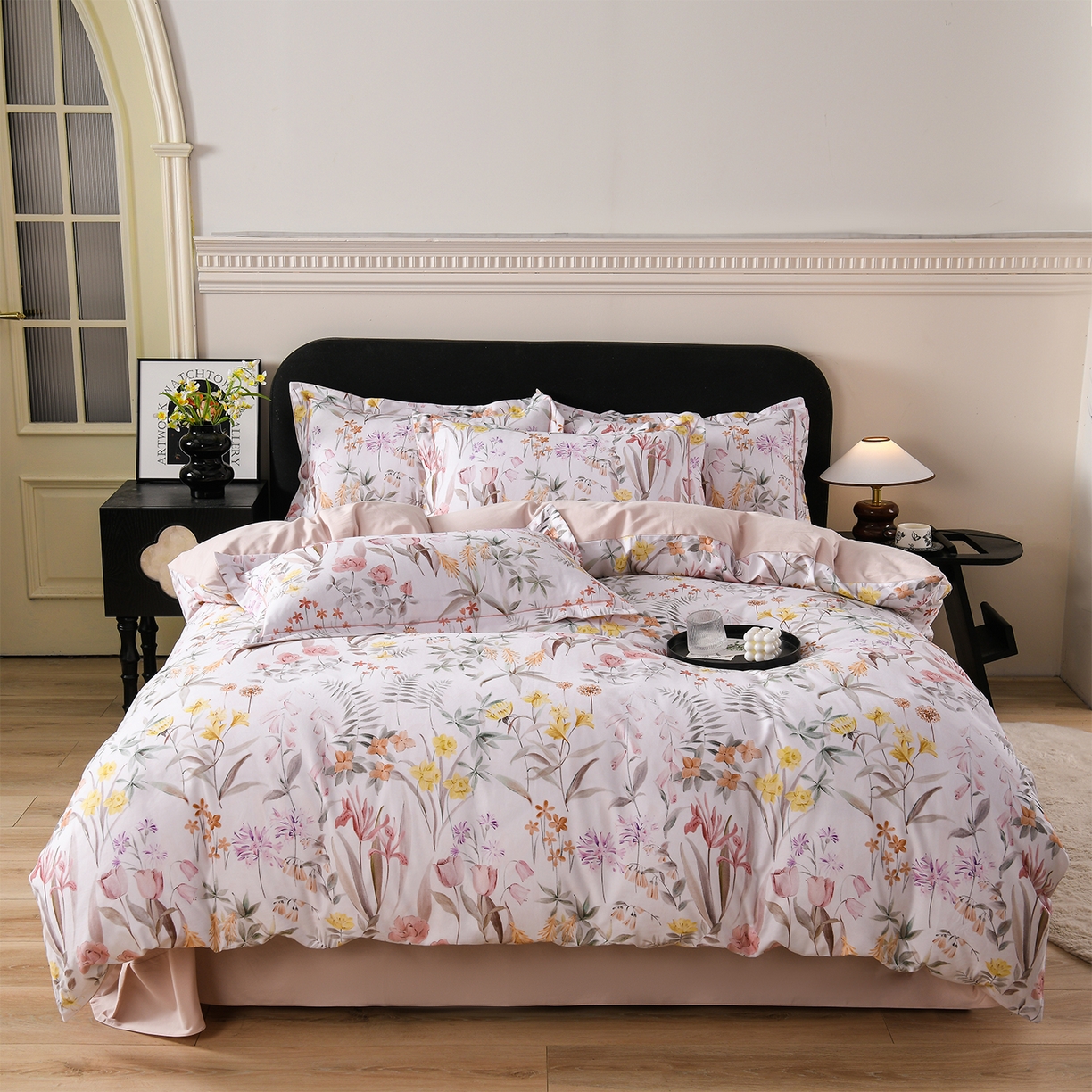 91家纺网 家纺一手货源 找家纺 金昱纺 2025新款法式加厚全棉纯棉磨毛四件套 凝香玉露-粉