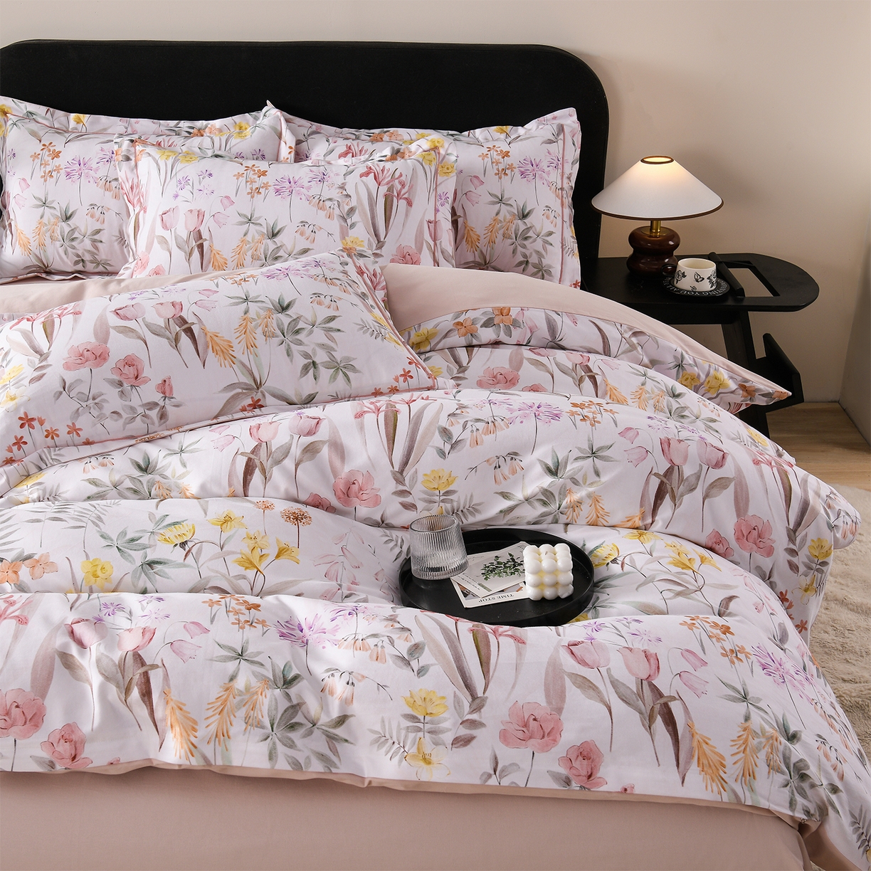 91家纺网 家纺一手货源 找家纺 金昱纺 2025新款法式加厚全棉纯棉磨毛四件套 凝香玉露-粉