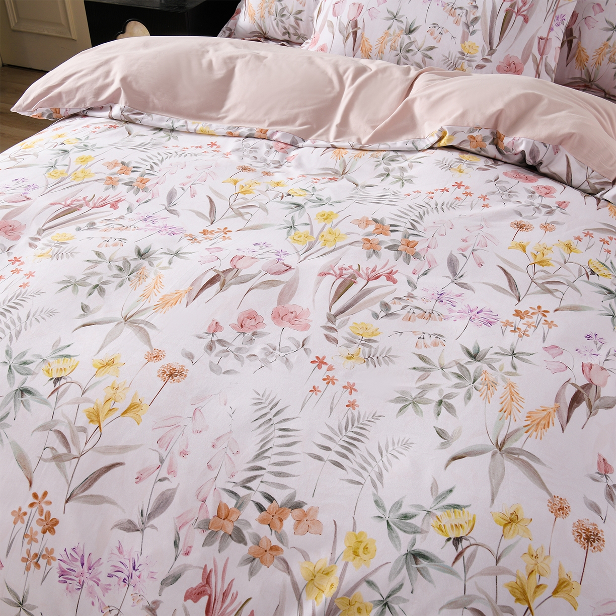 91家纺网 家纺一手货源 找家纺 金昱纺 2025新款法式加厚全棉纯棉磨毛四件套 凝香玉露-粉