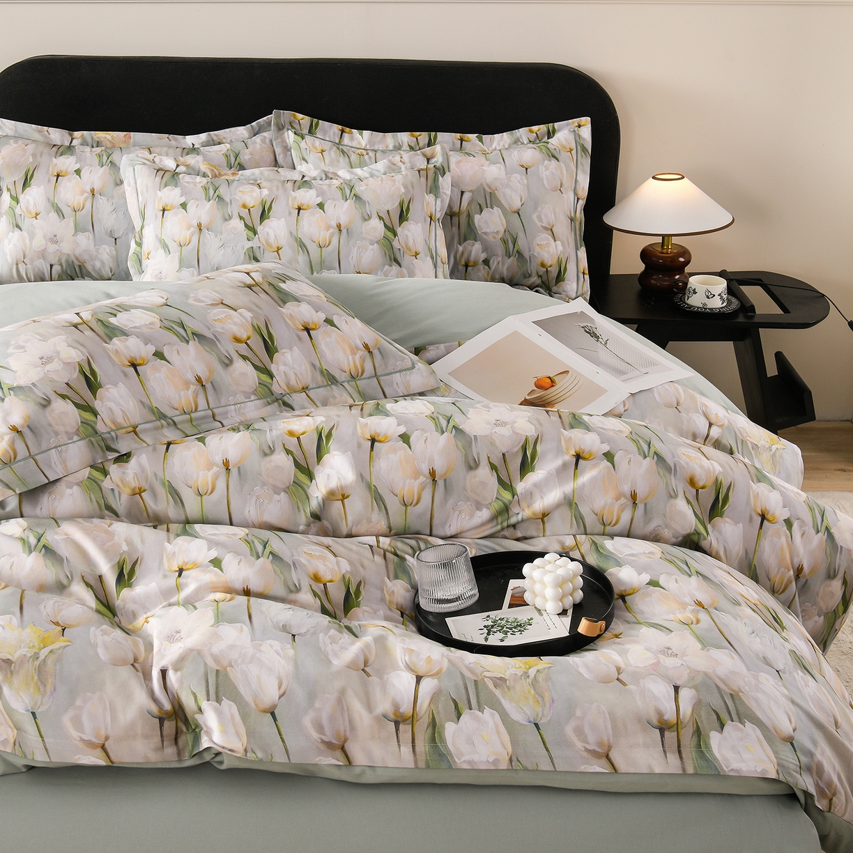 91家纺网 家纺一手货源 找家纺 金昱纺 2025新款法式加厚全棉纯棉磨毛四件套 束漫-绿