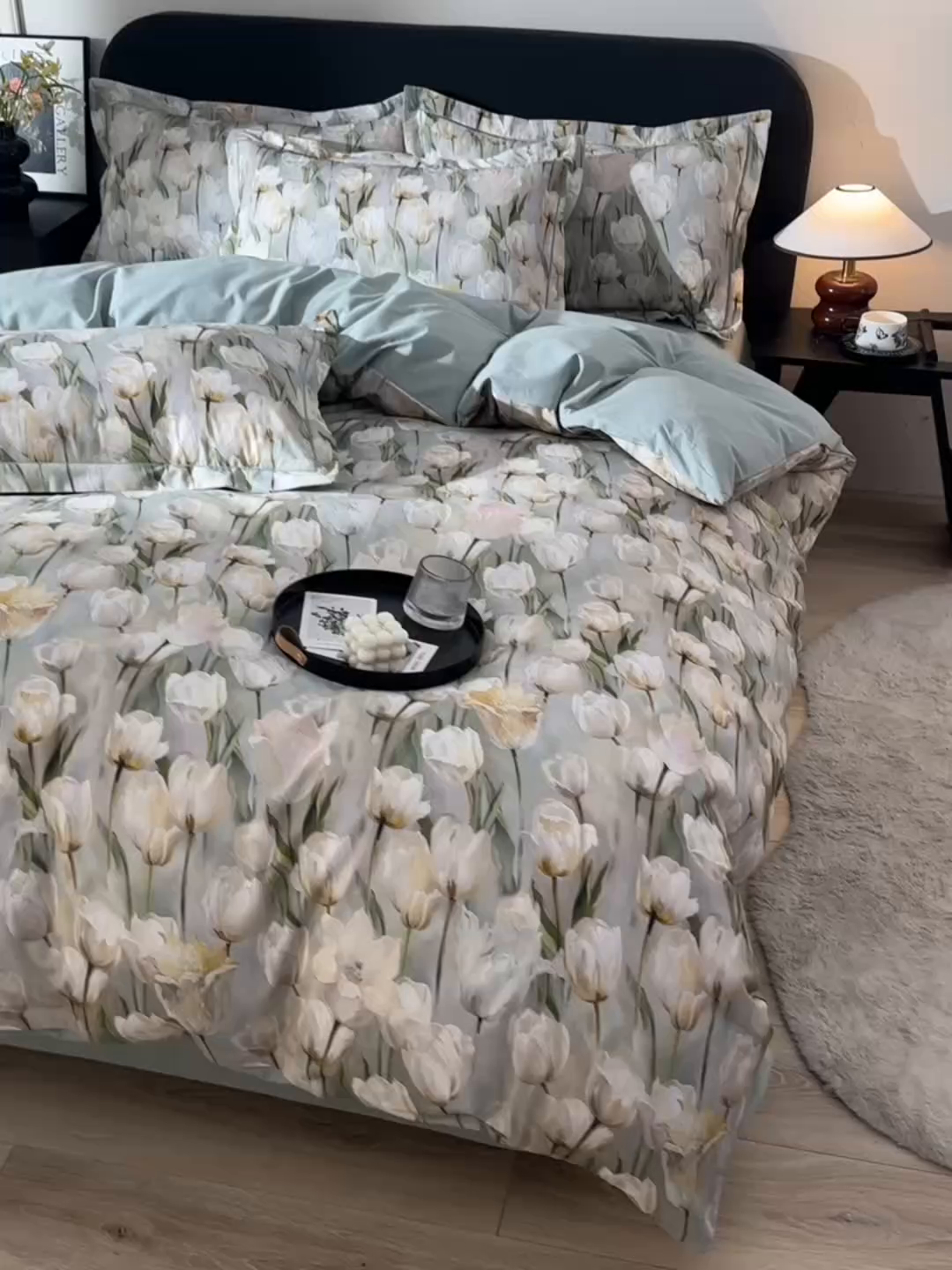 91家纺网 家纺一手货源 找家纺 金昱纺 2025新款法式加厚全棉纯棉磨毛四件套 束漫-绿