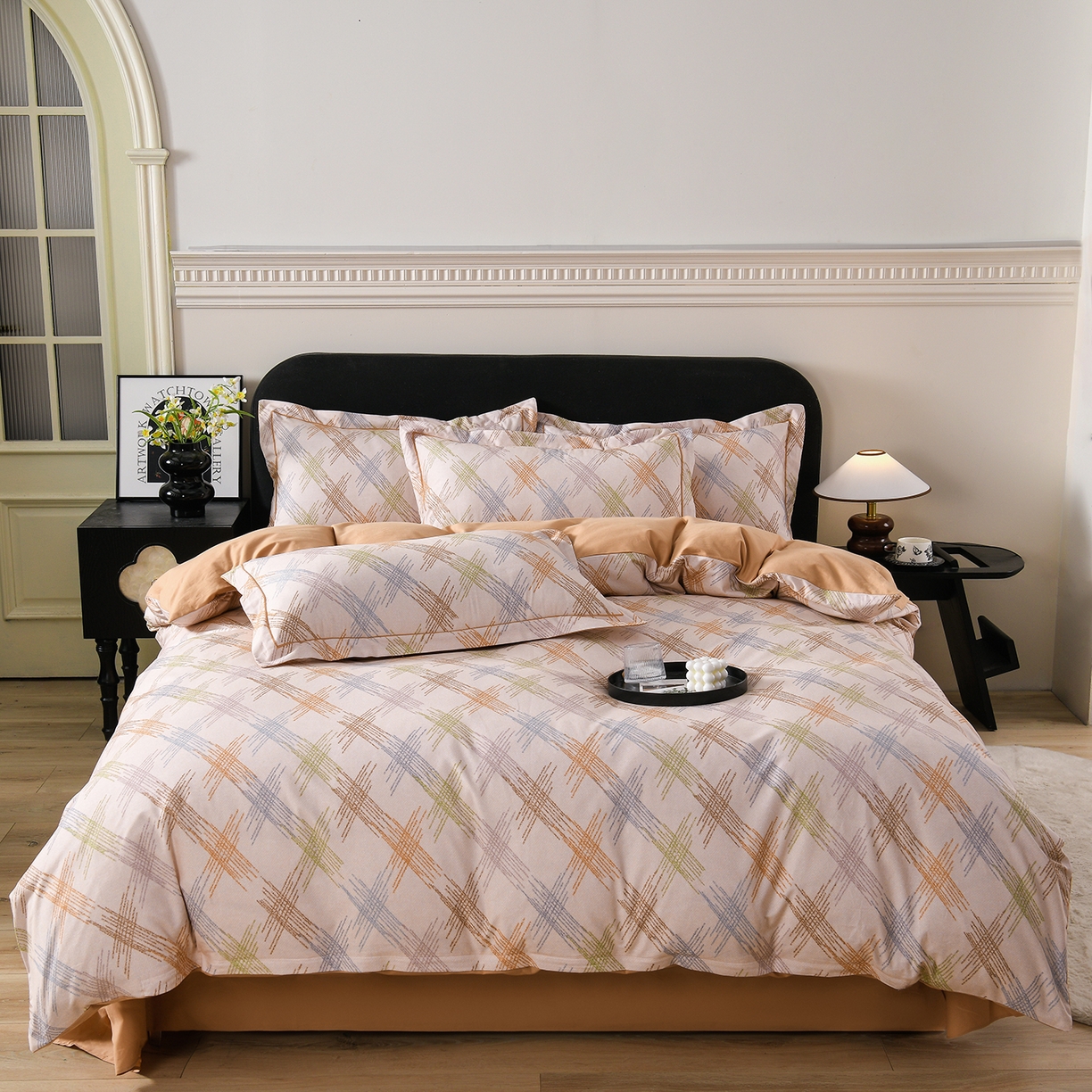 91家纺网 家纺一手货源 找家纺 金昱纺 2025新款法式加厚全棉纯棉磨毛四件套 西恩-黄