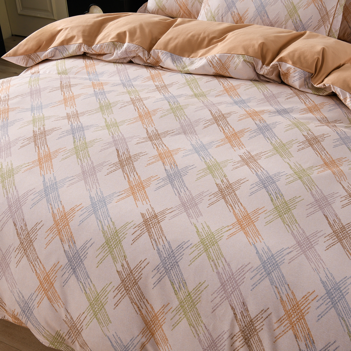 91家纺网 家纺一手货源 找家纺 金昱纺 2025新款法式加厚全棉纯棉磨毛四件套 西恩-黄