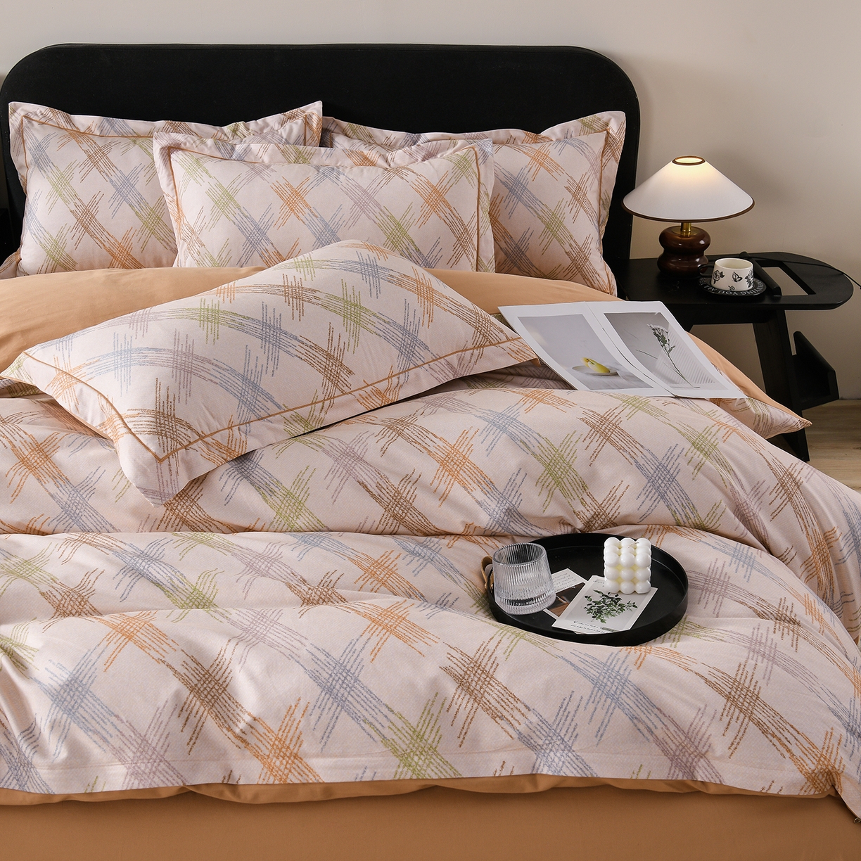 91家纺网 家纺一手货源 找家纺 金昱纺 2025新款法式加厚全棉纯棉磨毛四件套 西恩-黄