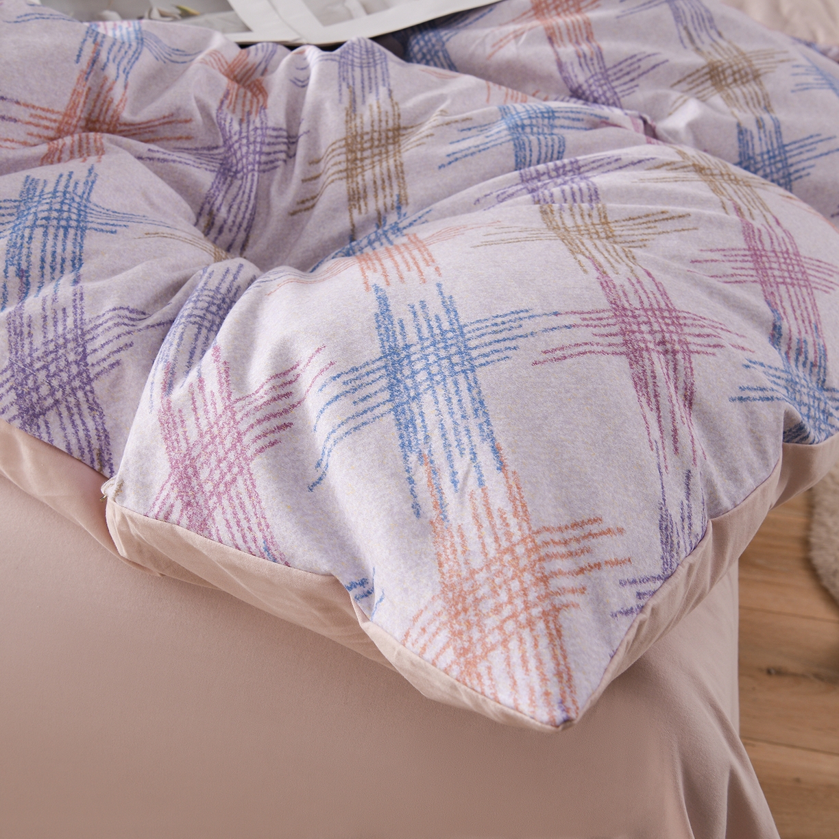 91家纺网 家纺一手货源 找家纺 金昱纺 2025新款法式加厚全棉纯棉磨毛四件套 西恩-灰