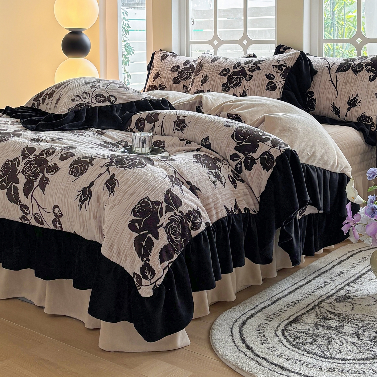 91家纺网 家纺一手货源 找家纺 （总）金艾草 2025新款A版全棉印花B版加厚牛奶绒单件棉加绒床盖三件套榻榻米垫