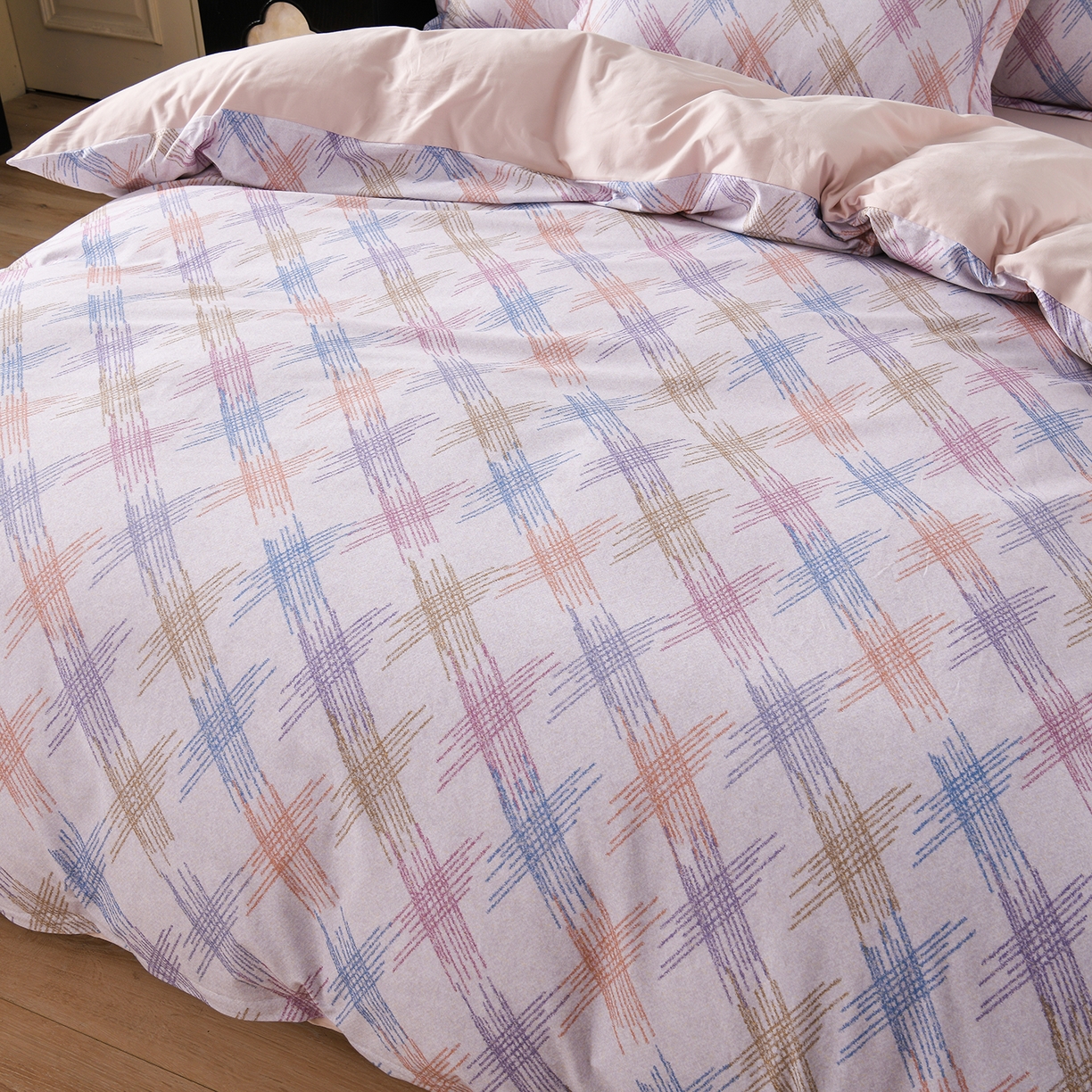 91家纺网 家纺一手货源 找家纺 金昱纺 2025新款法式加厚全棉纯棉磨毛四件套 西恩-灰