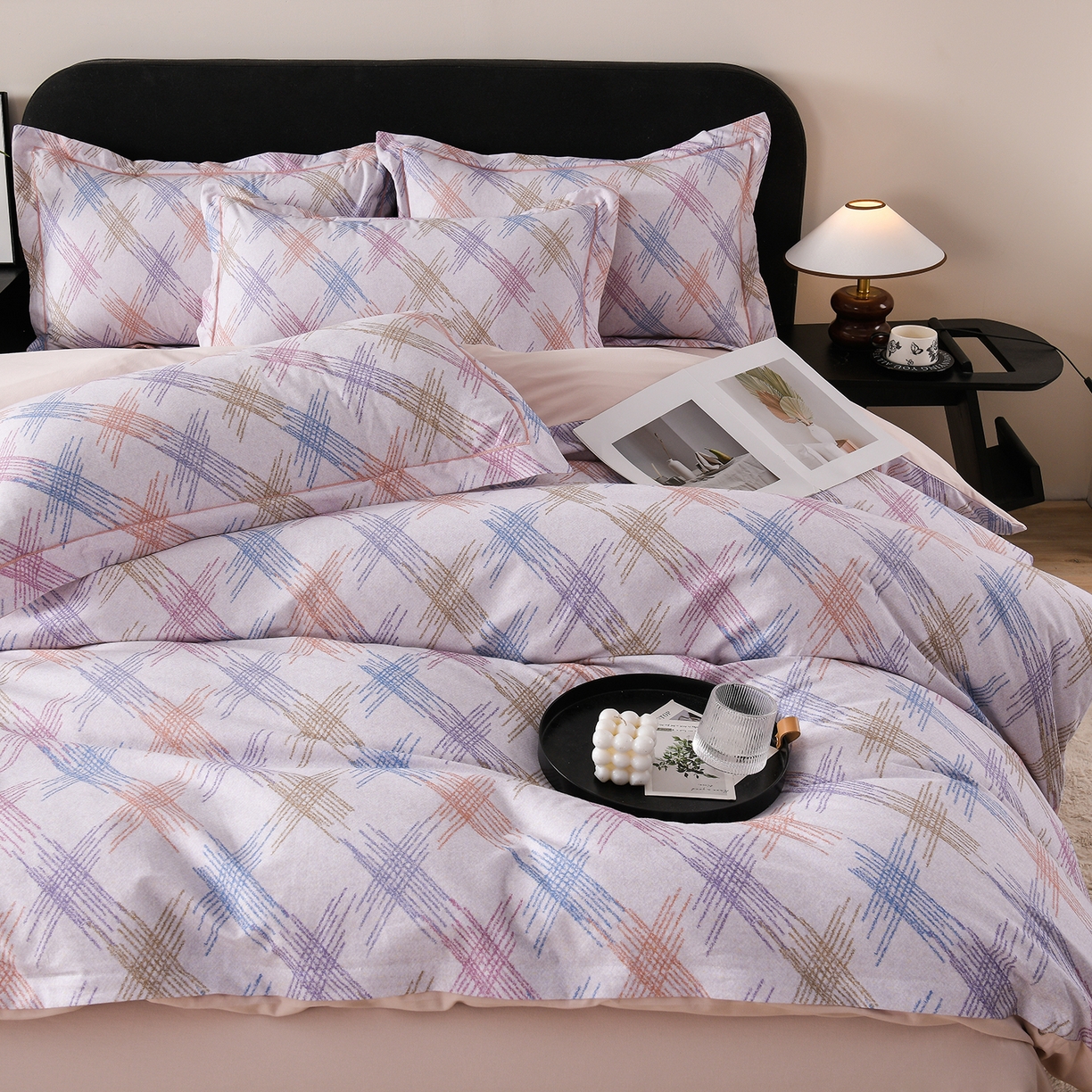 91家纺网 家纺一手货源 找家纺 金昱纺 2025新款法式加厚全棉纯棉磨毛四件套 西恩-灰