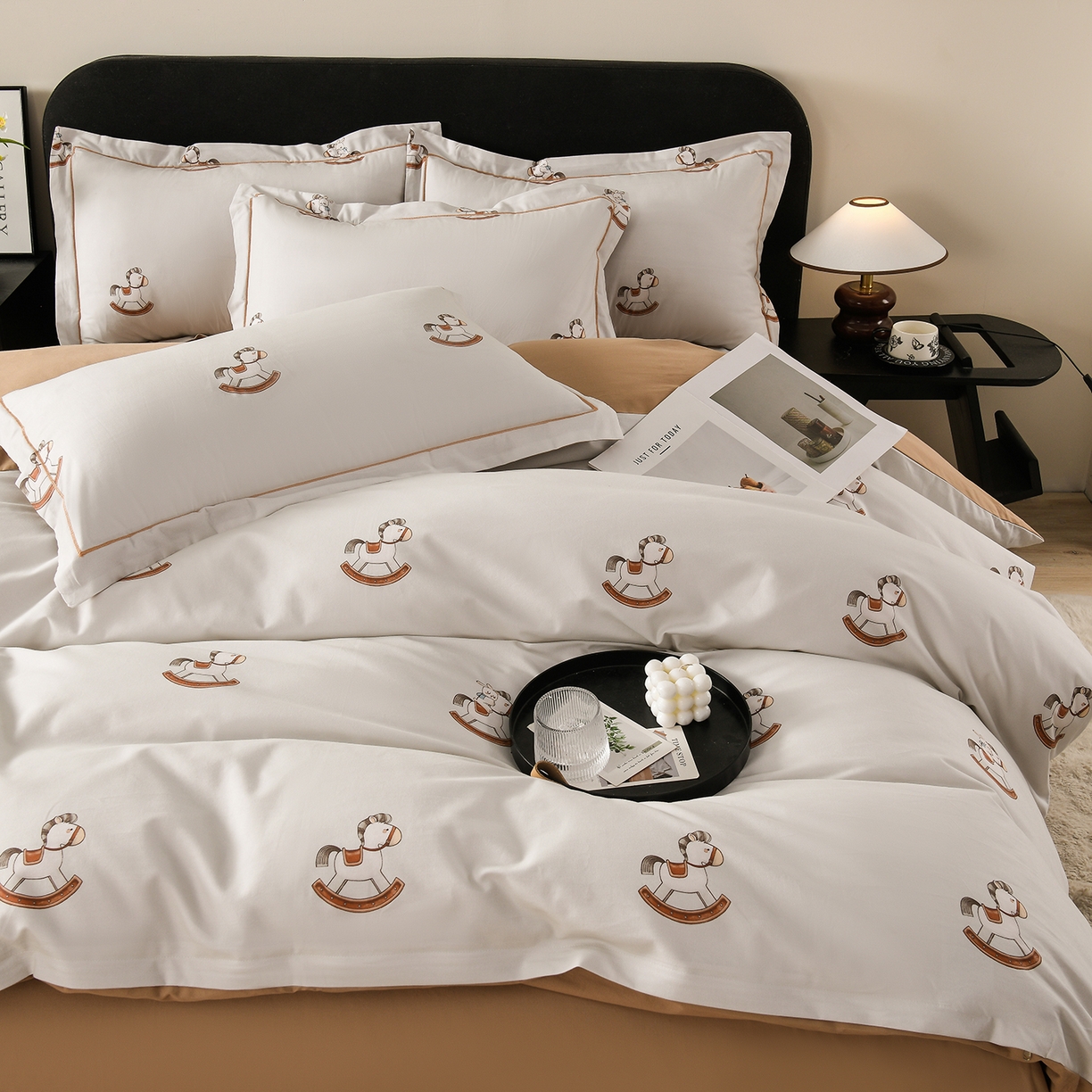 91家纺网 家纺一手货源 找家纺 金昱纺 2025新款法式加厚全棉纯棉磨毛四件套 摇摇马