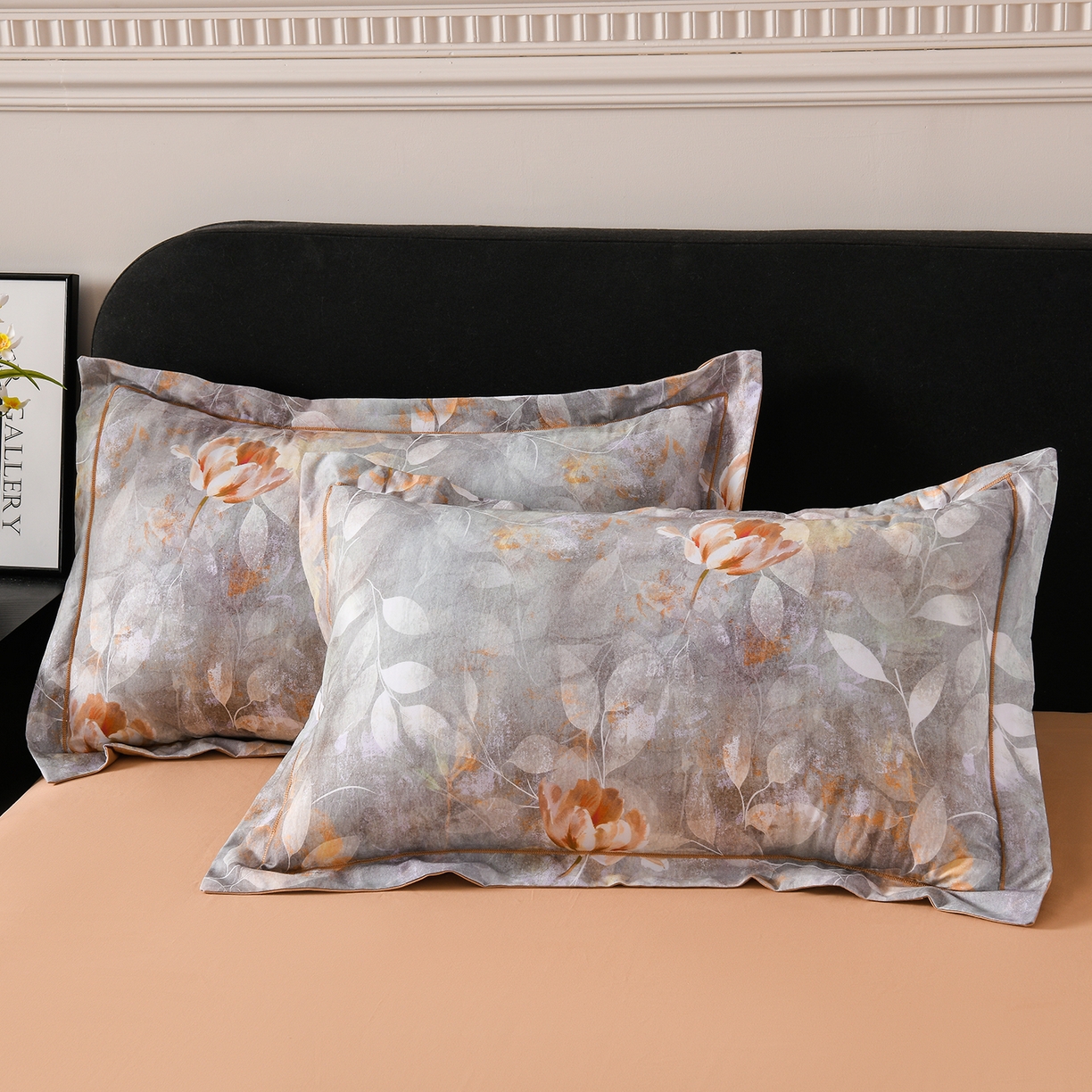 91家纺网 家纺一手货源 找家纺 金昱纺 2025新款法式加厚全棉纯棉磨毛四件套 羽翠韵-灰