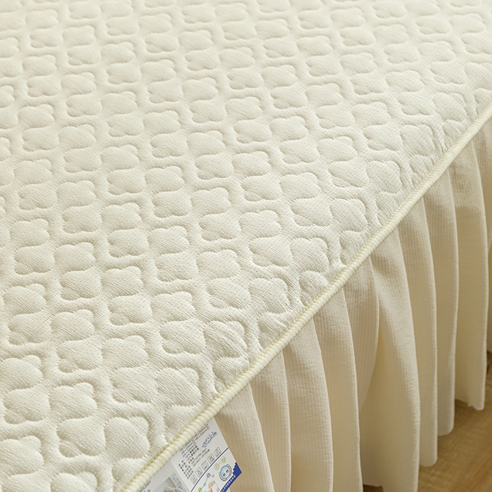 91家纺网 家纺一手货源 找家纺 绒世界 2025新款四季款夹棉泡泡纱床裙床笠被套四件套系列 米白