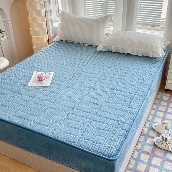 91家纺网 家纺一手货源 找家纺 尚品凤凰 2025新款婴儿绒夹棉单品床笠 蓝色