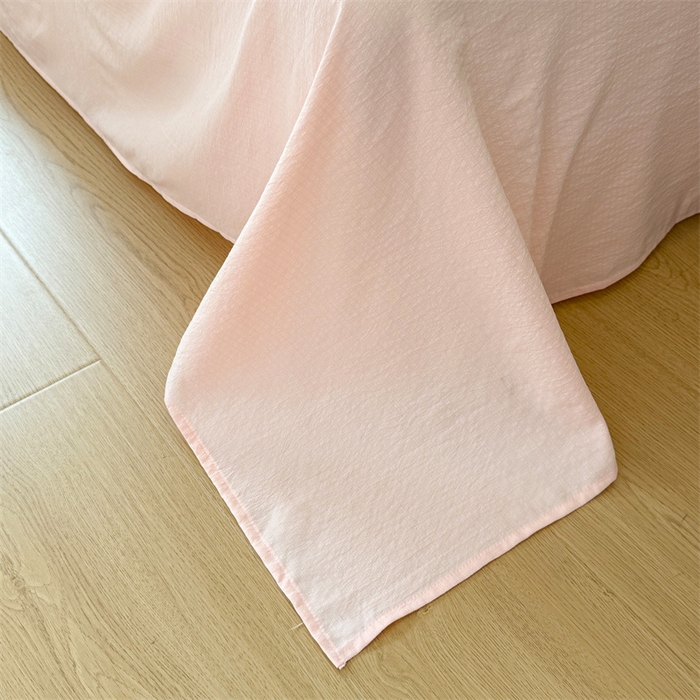 91家纺网 家纺一手货源 找家纺 森璐家纺 2025新款云感皱皱双层纱黑色包边四件套 黑边-春樱