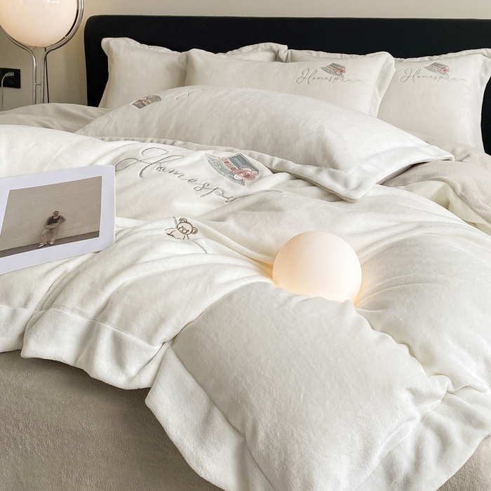 91家纺网 家纺一手货源 找家纺 （总）丝印良品 2025新款秋冬加厚公主日记牛奶绒四件套