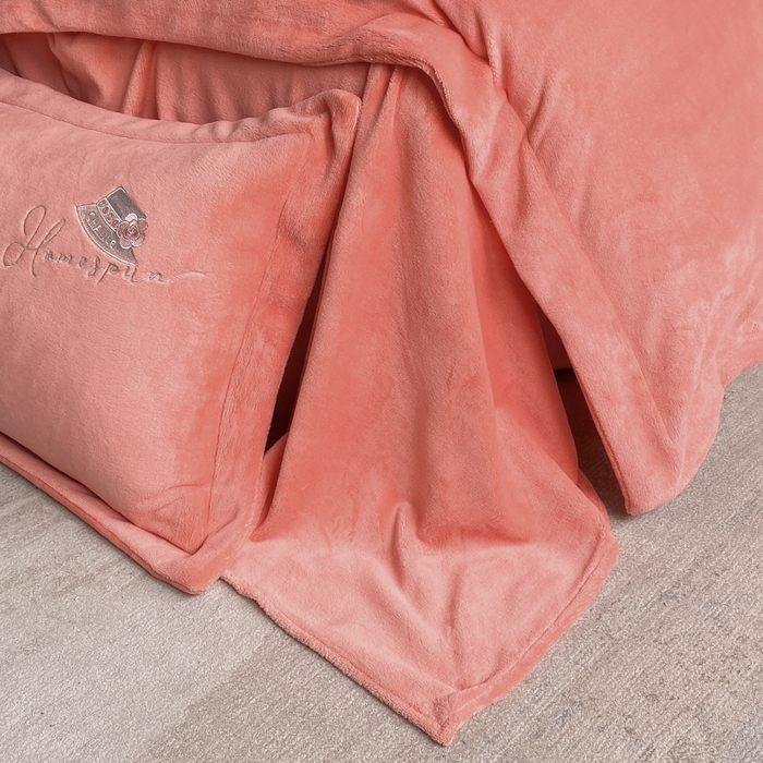 91家纺网 家纺一手货源 找家纺 丝印良品 2025新款秋冬加厚公主日记牛奶绒四件套 爱马仕橙