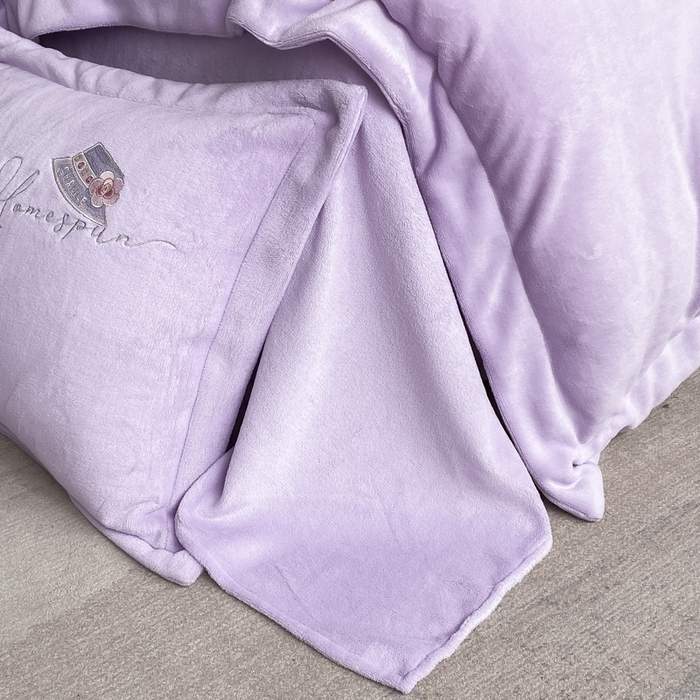 91家纺网 家纺一手货源 找家纺 丝印良品 2025新款秋冬加厚公主日记牛奶绒四件套 风信紫