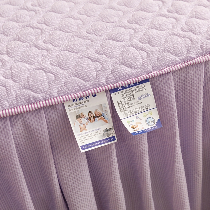 91家纺网 家纺一手货源 找家纺 丝印良品 2025新款四季款夹棉泡泡纱床裙床笠被套四件套系列 紫色