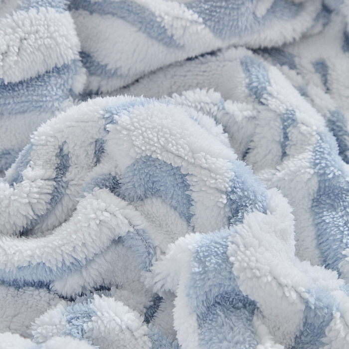 91家纺网 家纺一手货源 找家纺 缘生活 2025新款阳离子斑马纹羊羔绒毛毯 斑马纹绒毛毯-蓝色