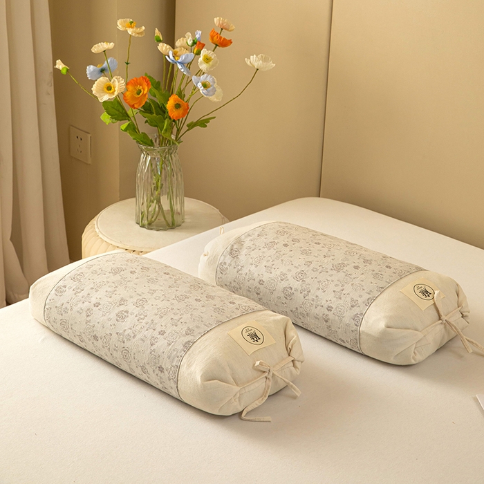 91家纺网 家纺一手货源 找家纺 梓依家纺 2025新款棉麻荞麦枕枕头枕芯 玫瑰-灰色