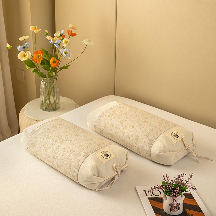 梓依家纺 2025新款棉麻荞麦枕枕头枕芯 玫瑰-黄色