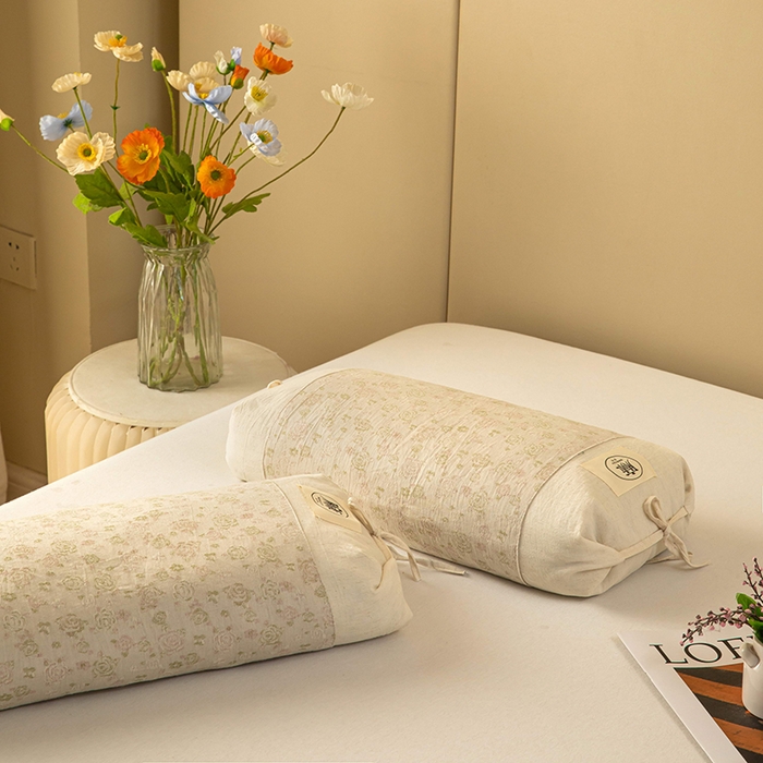 91家纺网 家纺一手货源 找家纺 梓依家纺 2025新款棉麻荞麦枕枕头枕芯 玫瑰-黄色