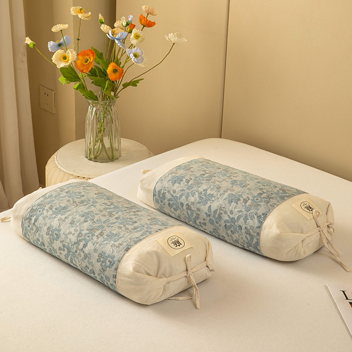 梓依家纺 2025新款棉麻荞麦枕枕头枕芯 清风-蓝色