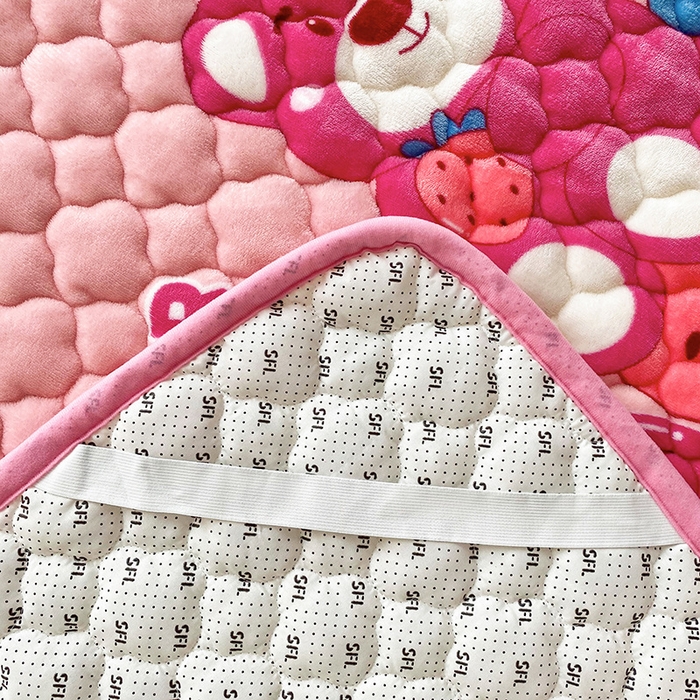 91家纺网 家纺一手货源 找家纺 索弗莱家纺 2025新款全消光牛奶绒床垫可水洗机洗床护垫 可爱熊