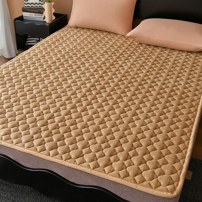 索弗莱家纺 2025新款全消光牛奶绒床垫可水洗机洗床护垫 驼色