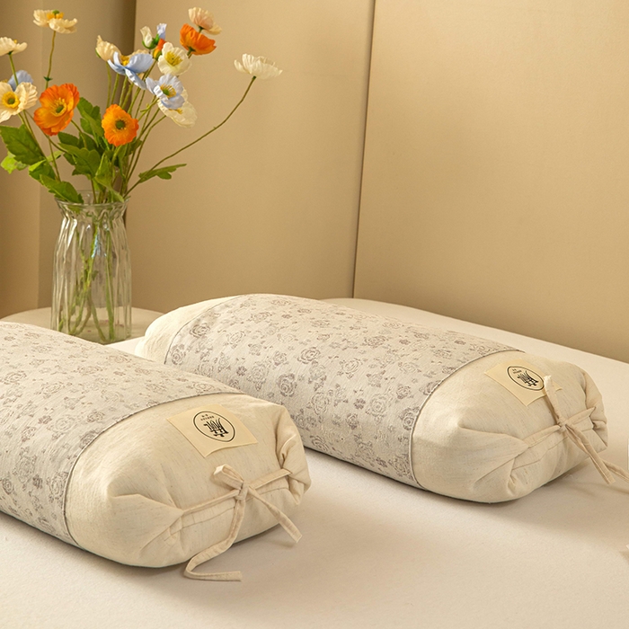 91家纺网 家纺一手货源 找家纺 梓依家纺 2025新款棉麻荞麦枕枕头枕芯 玫瑰-灰色