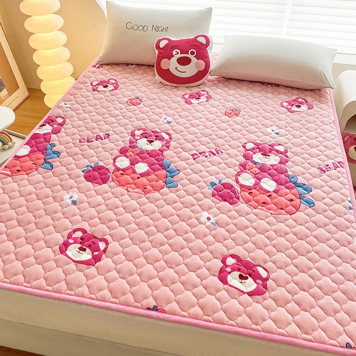 索弗莱家纺 2025新款全消光牛奶绒床垫可水洗机洗床护垫 可爱熊