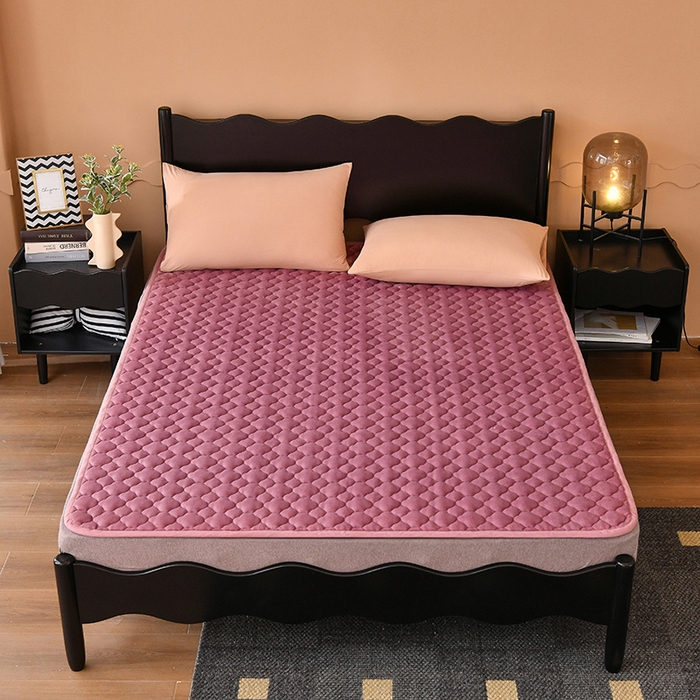 91家纺网 家纺一手货源 找家纺 索弗莱家纺 2025新款全消光牛奶绒床垫可水洗机洗床护垫 豆沙