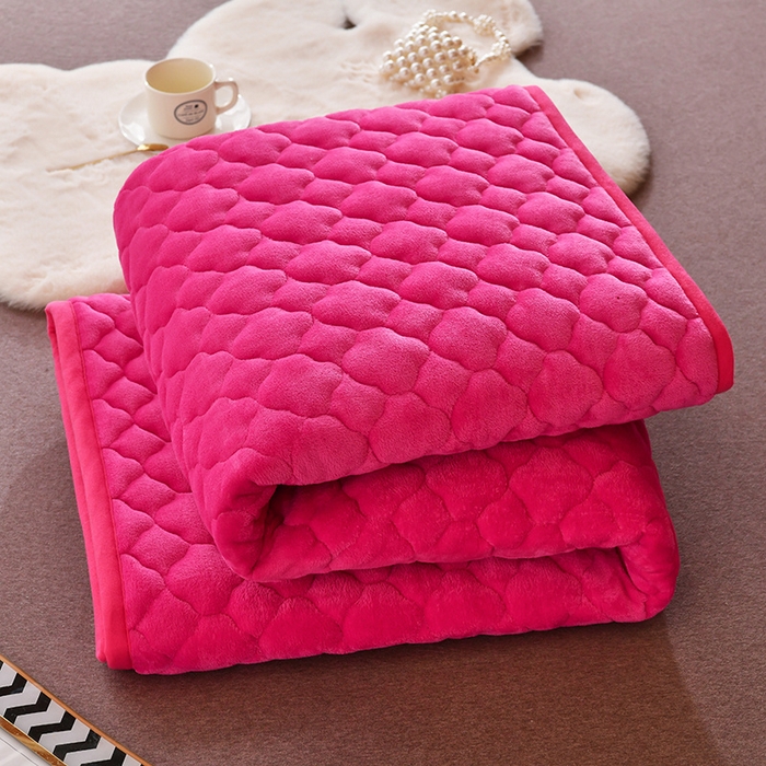 91家纺网 家纺一手货源 找家纺 索弗莱家纺 2025新款全消光牛奶绒床垫可水洗机洗床护垫 玫红