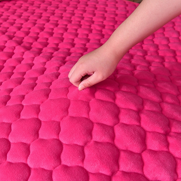 91家纺网 家纺一手货源 找家纺 索弗莱家纺 2025新款全消光牛奶绒床垫可水洗机洗床护垫 玫红