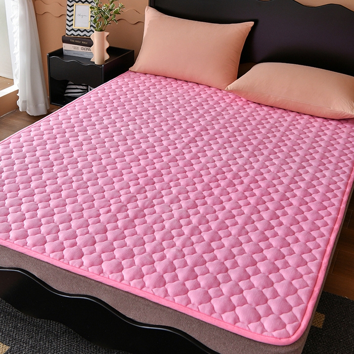 索弗莱家纺 2025新款全消光牛奶绒床垫可水洗机洗床护垫 粉色