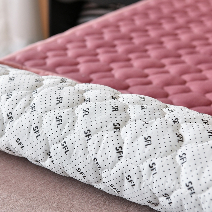 91家纺网 家纺一手货源 找家纺 索弗莱家纺 2025新款全消光牛奶绒床垫可水洗机洗床护垫 豆沙