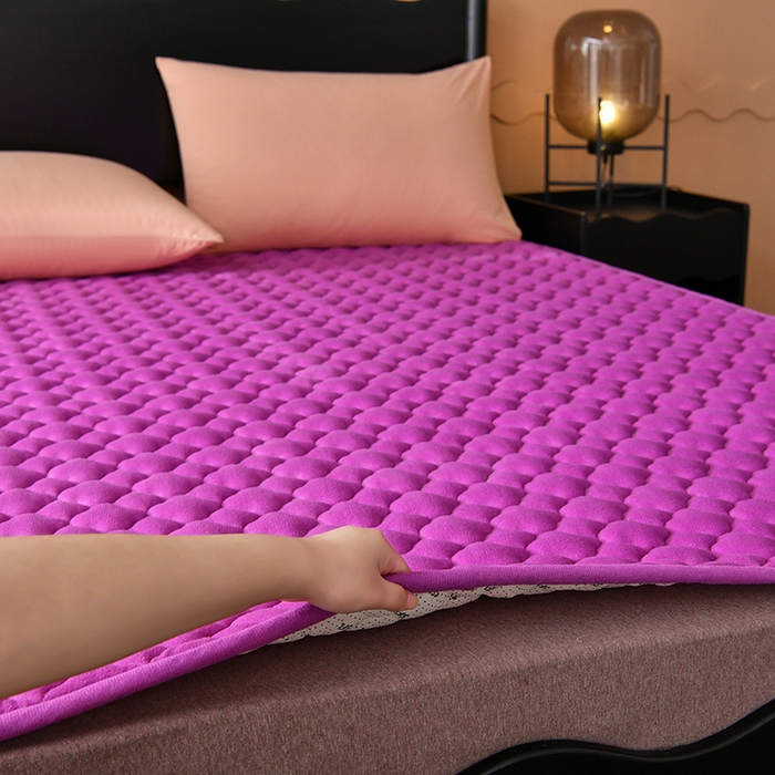 91家纺网 家纺一手货源 找家纺 索弗莱家纺 2025新款全消光牛奶绒床垫可水洗机洗床护垫 紫色