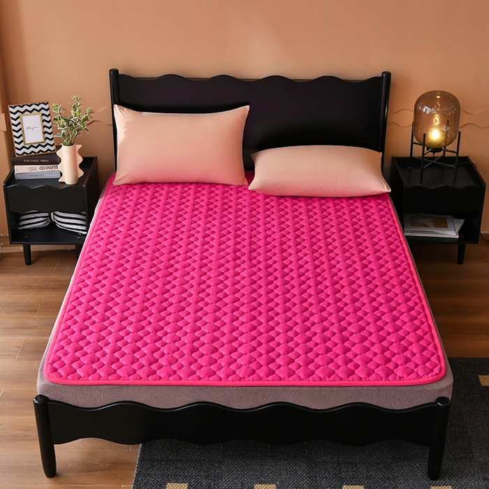 91家纺网 家纺一手货源 找家纺 索弗莱家纺 2025新款全消光牛奶绒床垫可水洗机洗床护垫 玫红